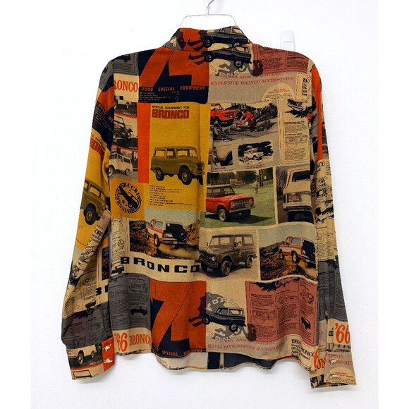 Alice + Olivia x Bronco Willa Shirt Blouse Car Horse Ford Print Orange Red S - Picture 8 of 14